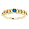 Natural Blue Sapphire Curb Chain Ring in 14K Yellow Gold
