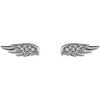 Natural Diamond Angel Wing Stud Earrings in Solid 14K White Gold