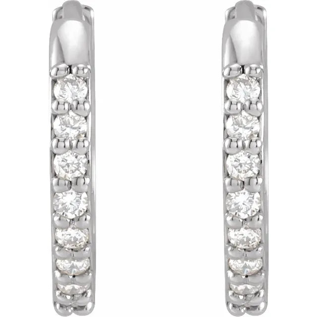 Wear Everyday™ Natural Diamond 1/8 CTW 12.5 MM Hoop Hinged Earrings in 14K White Gold