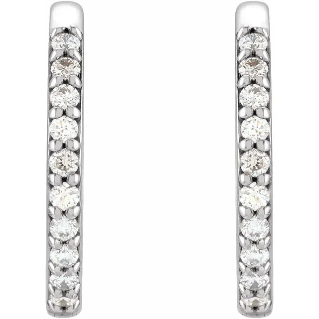 Wear Everyday™ Natural Diamond 1/6 CTW 15 MM Hoop Hinged Earrings in 14K White Gold