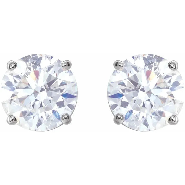 Natural Diamond Stud Earrings Four Prong Two CTW 14K White Gold 