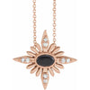 Natural Onyx and Diamond Celestial Adjustable 16-18" Necklace in 14K Rose Gold