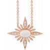 Natural White Ethiopian Opal and Diamond Celestial Adjustable 16-18" Necklace in 14K Rose Gold