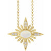 Natural White Ethiopian Opal and Diamond Celestial Adjustable 16-18" Necklace in 14K Yellow Gold