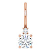 Natural White Sapphire & Natural Diamond Charm Pendant in 14K Rose Gold