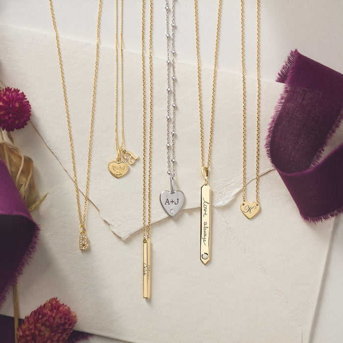 Our Natural Diamond Initial Necklace in Solid 14K Yellow Gold