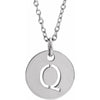 Q Initial Disc Adjustable Personalized Necklace in Solid 14K White Gold 