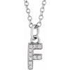 Petite Natural Diamond Initial Pendant Adjustable Necklace Initial F in 14K White Gold