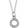 Petite Natural Diamond Initial Pendant Adjustable Necklace Initial O in 14K White Gold