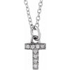 Petite Natural Diamond Initial Pendant Adjustable Necklace Initial T in 14K White Gold