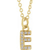 Petite Natural Diamond Initial Pendant Adjustable Necklace Initial E in 14K Yellow Gold
