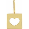Pierced Heart Charm Pendant Solid 14K Yellow Gold 