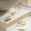 Multi-Gemstone Interlocking Hearts 18" Necklace in 14K Yellow Gold