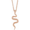 Snake Charm Pendant Adjustable Necklace in Solid 14K Rose Gold 