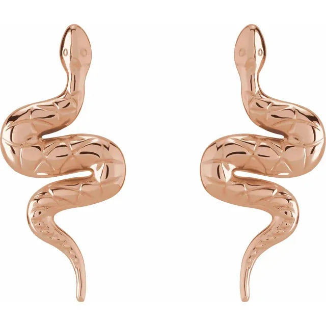Snake Stud Earrings in 14K Rose Gold