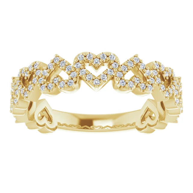 Stackable Heart 1/3 CTW Natural Diamond Ring 14K Yellow Gold