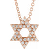 Star of David Natural Diamond Adjustable Necklace in 14K Rose Gold