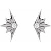 Celestial Starburst Natural Diamond Stud Earrings in 14K White Gold 
