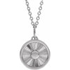 Sun Disc Starburst Pendant Necklace in 14K White Gold or Sterling Silver