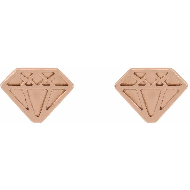 Tiny Diamond Stud Earrings in 14K Rose Gold 