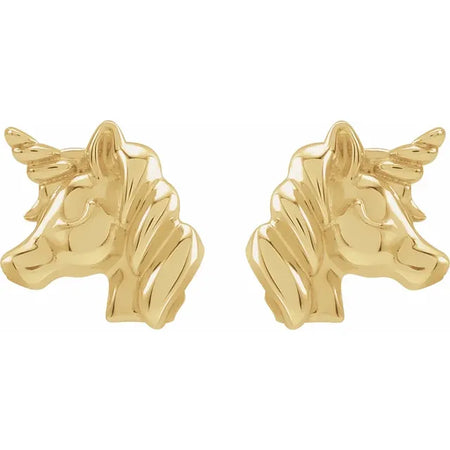 I Love Unicorns Stud Earrings in 14K Yellow Gold