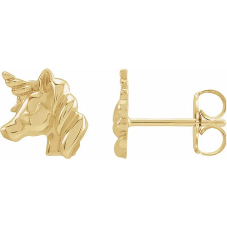 I Love Unicorn Stud Earrings in 14K Yellow Gold