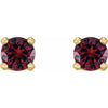 Youth Birthstone Stud Earrings 3 MM Round Natural Mozambique Garnet 14K Yellow Gold