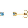 Youth Birthstone Stud Earrings 3 MM Round Natural Swiss Blue 14K Yellow Gold