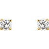 Youth Birthstone Stud Earrings 3 MM Round Natural White Sapphire 14K Yellow Gold