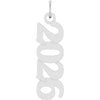 White gold '2026' year pendant on a white background