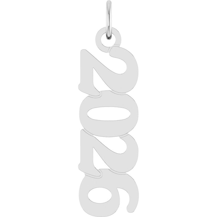 White gold '2026' year pendant on a white background