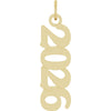 Gold '2026' year pendant on a white background