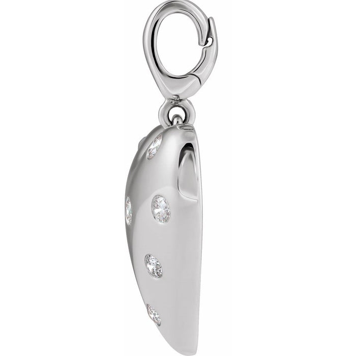 Puffed Diamond Heart Charm Pendant Solid 14K Gold or 14K Gold Vermeil