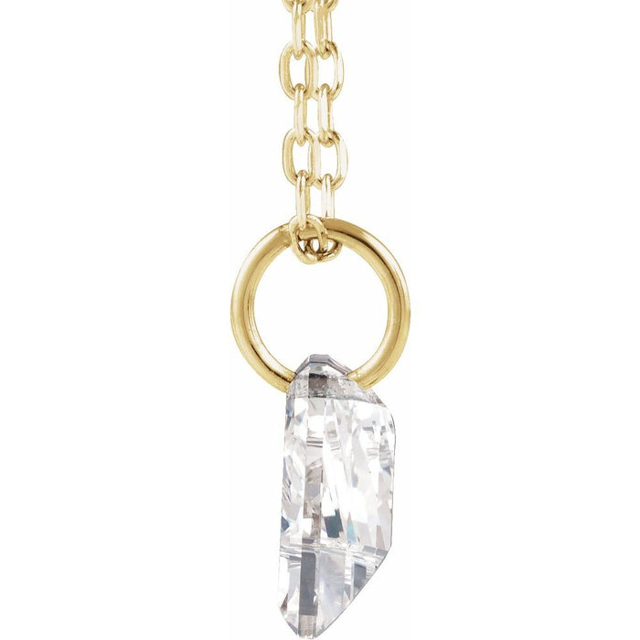 Floating Lab-Grown Diamond Letter Initial 18" Necklace Solid 14K Yellow Gold
