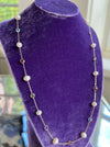 Cultured Pearl and Rainbow Natural Gemstone Station Necklace 