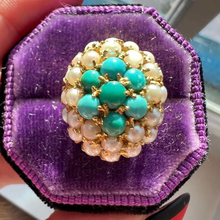 Vintage Turquoise Pearl Ring