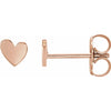 Asymmetrical Heart Stud Earrings Solid 14K Rose Gold 