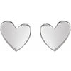 Asymmetrical Heart Stud Earrings Solid 14K White Gold 