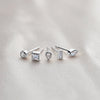 Diamond Stud Bezel Set Solid 14K White Gold Earrings