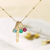 Mama Vertical Charm Pendant in 14K Yellow Gold on Faceted Gold Bead Chain 