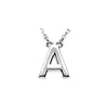 Uppercase Block Letter A Initial Pendant Necklace 16" Solid 14K White Gold or Sterling Silver