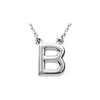 Uppercase Block Letter B Initial Pendant Necklace 16" Solid 14K White Gold or Sterling Silver