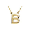 Uppercase Block Letter Initial B Pendant Necklace 16" Solid 14K Yellow Gold