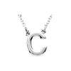 Uppercase Block Letter C Initial Pendant Necklace 16" Solid 14K White Gold or Sterling Silver