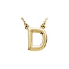 Uppercase Block Letter D Initial Pendant Necklace 16" Solid 14K Yellow Gold 