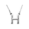 Uppercase Block Letter H Initial Pendant Necklace 16" Solid 14K White Gold or Sterling Silver