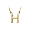 Uppercase Block Letter H Initial Pendant Necklace 16" Solid 14K Yellow Gold 