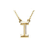 Uppercase Block Letter I Initial Pendant Necklace 16" Solid 14K Yellow Gold 