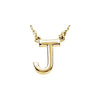 Uppercase Block Letter J Initial Pendant Necklace 16" Solid 14K Yellow Gold 