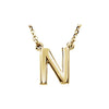 Uppercase Block Letter N Initial Pendant Necklace 16" Solid 14K Yellow Gold 